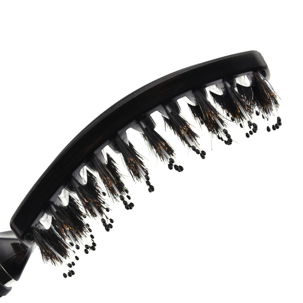 Curved Vented Boar Bristle Styling Hair Brush, For Any Hair Type Men Or Women - ChicaLux
