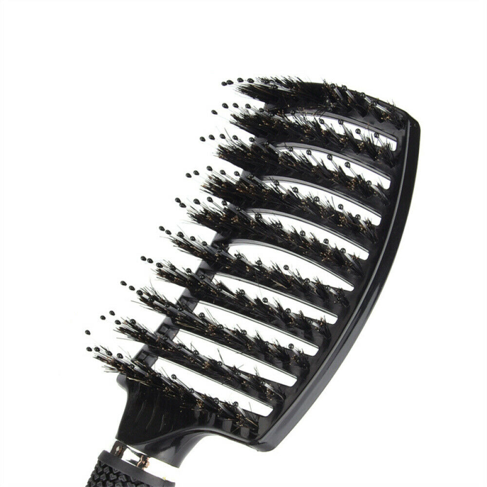 Curved Vented Boar Bristle Styling Hair Brush, For Any Hair Type Men Or Women - ChicaLux