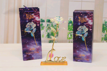 24K Luminous Color Gold Rose Flower Set - ChicaLux