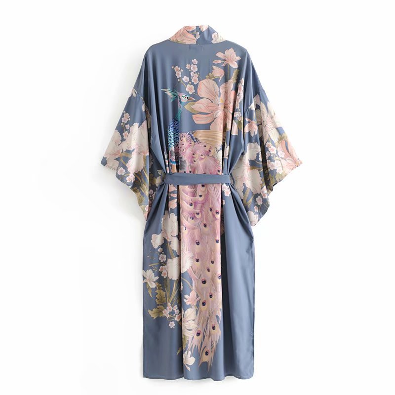 Peacock flower print gown - ChicaLux