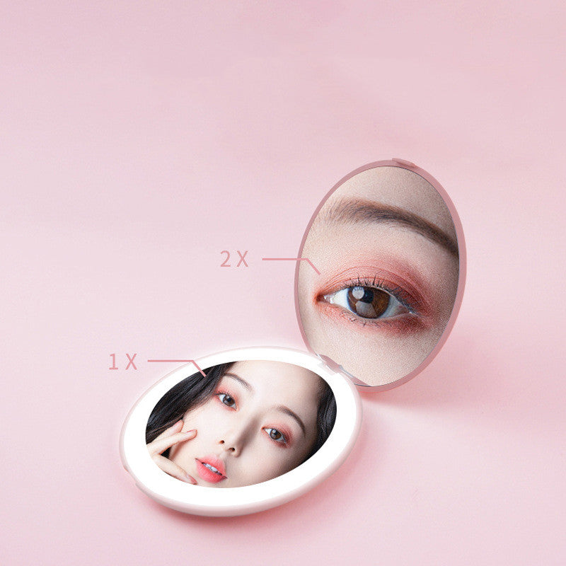 Mini makeup mirror with led light 2X Magnifying USB charging Sensing lighting vanities lighted mirror pocket mirror - ChicaLux