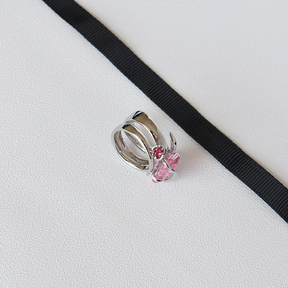 Zircon Ring Peach Blossom Crystal - ChicaLux