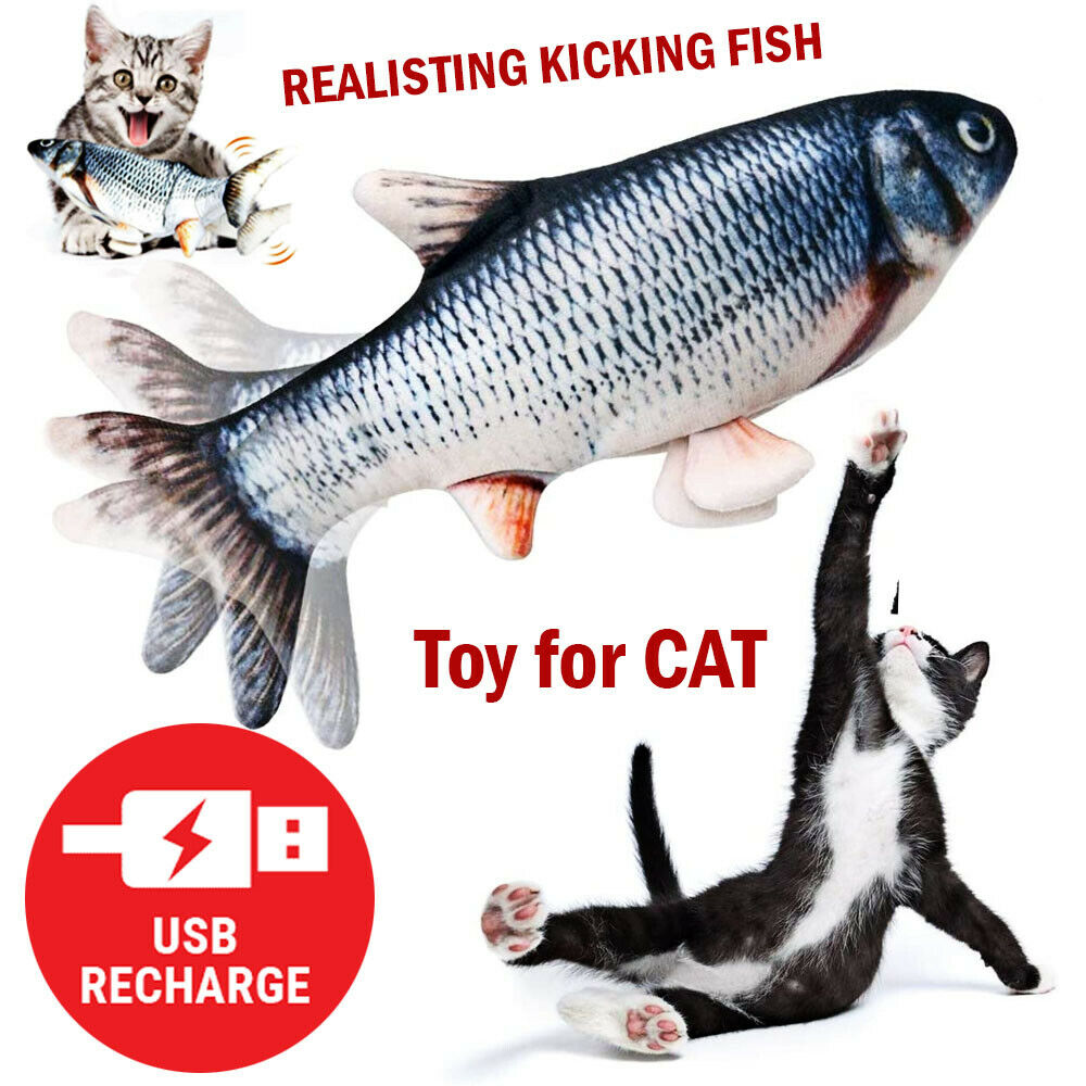 Electric Fish Cat Toy Realistic Interactive Kicker Jumping Dancing Kitten Toys - ChicaLux