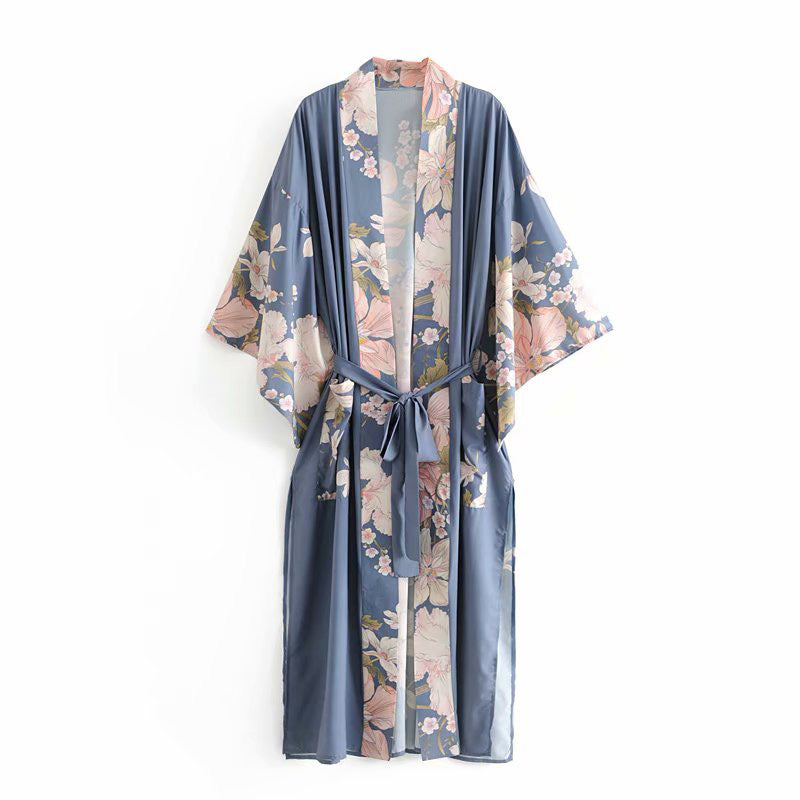 Peacock flower print gown - ChicaLux