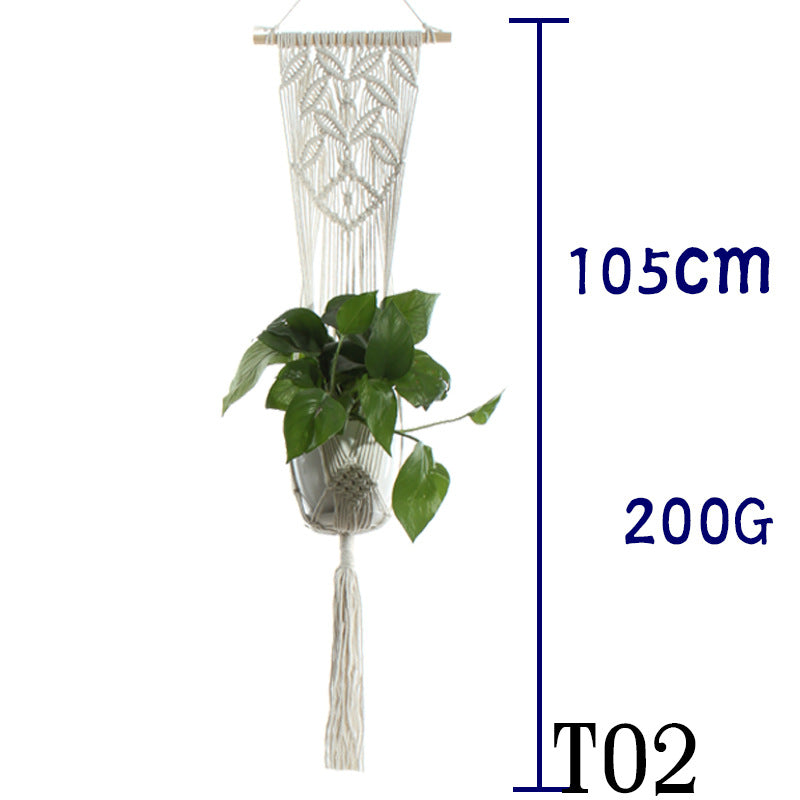 Flower Pot Net Bag Beige Cotton Rope Indoor Plant Hanger Hanging Basket Sling - ChicaLux