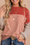 Pink Color Block Cording Loose Long Sleeve Top - ChicaLux
