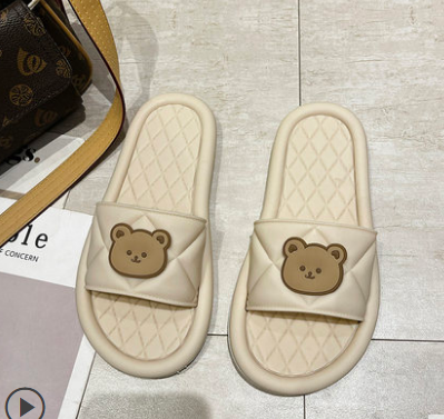 W Bear Slippers Female Home Non-slip Bathing Indoor And Outdoor Wear Soft Bottom Comfortable Sandals Male - ChicaLux