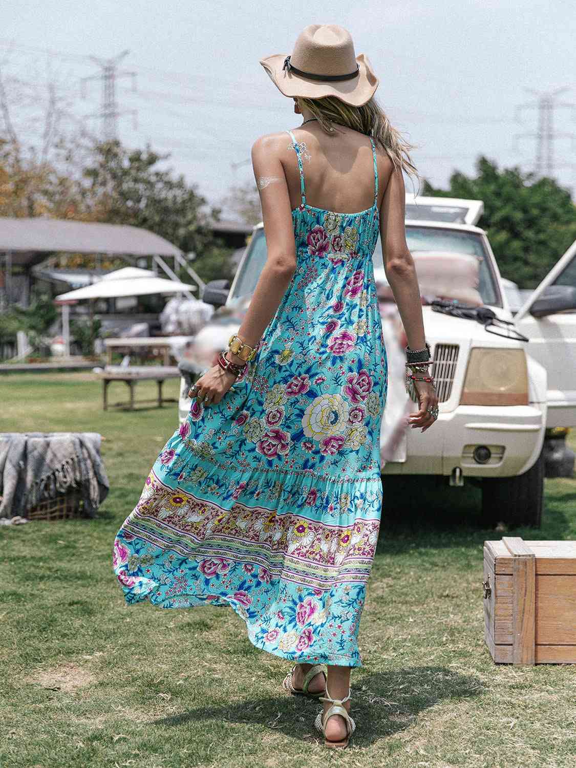 Printed Scoop Neck Sleeveless Maxi Dress - ChicaLux
