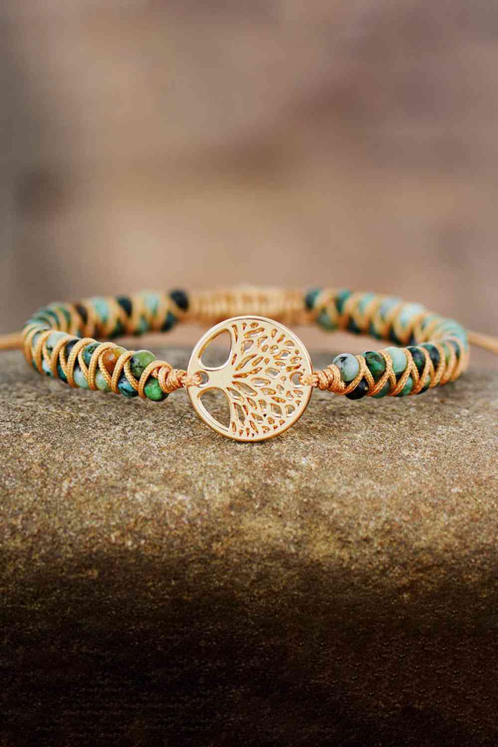 Handmade Tree Shape Beaded Copper Bracelet - ChicaLux