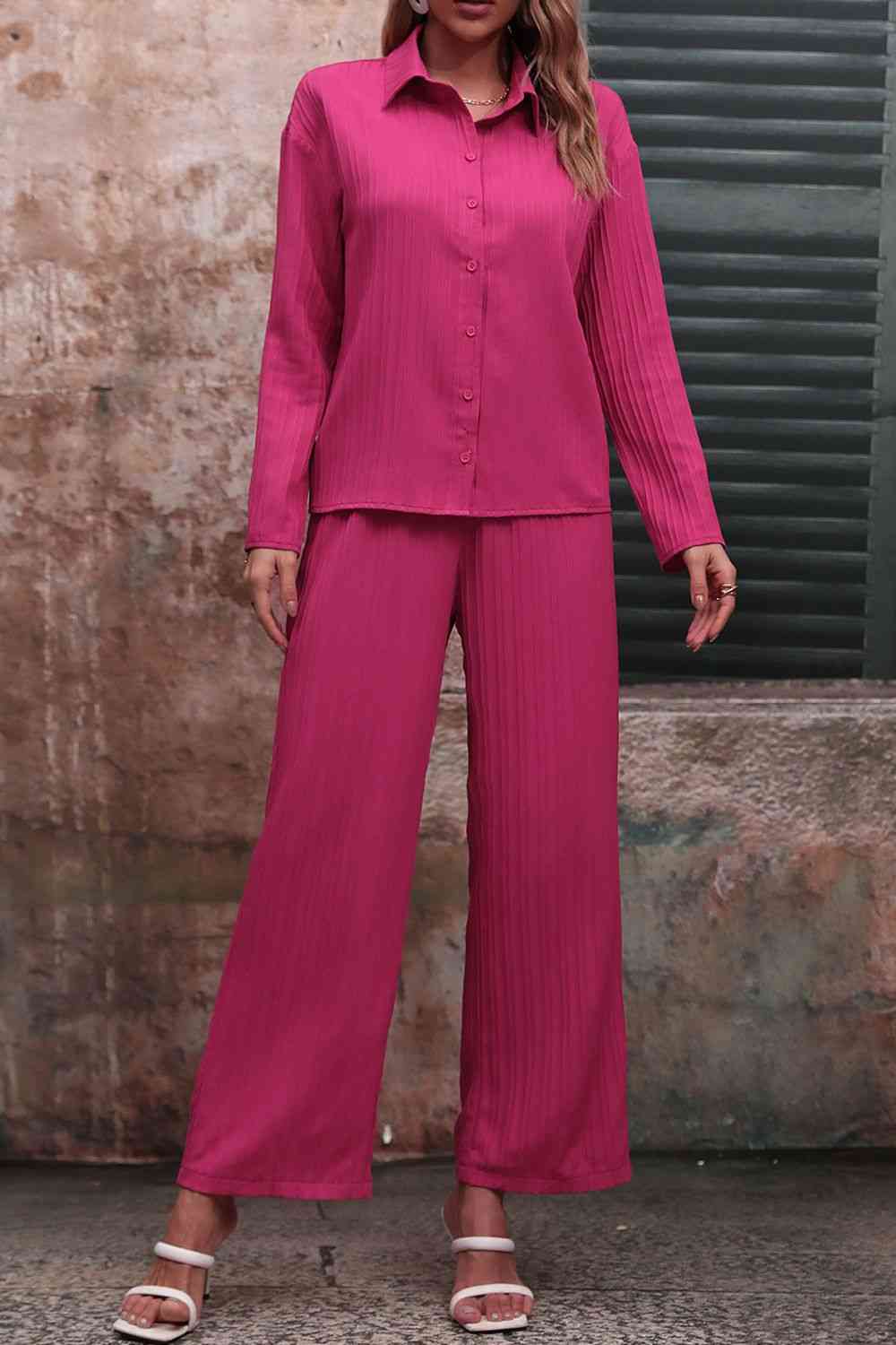 Long Sleeve Shirt and Pants Set - ChicaLux