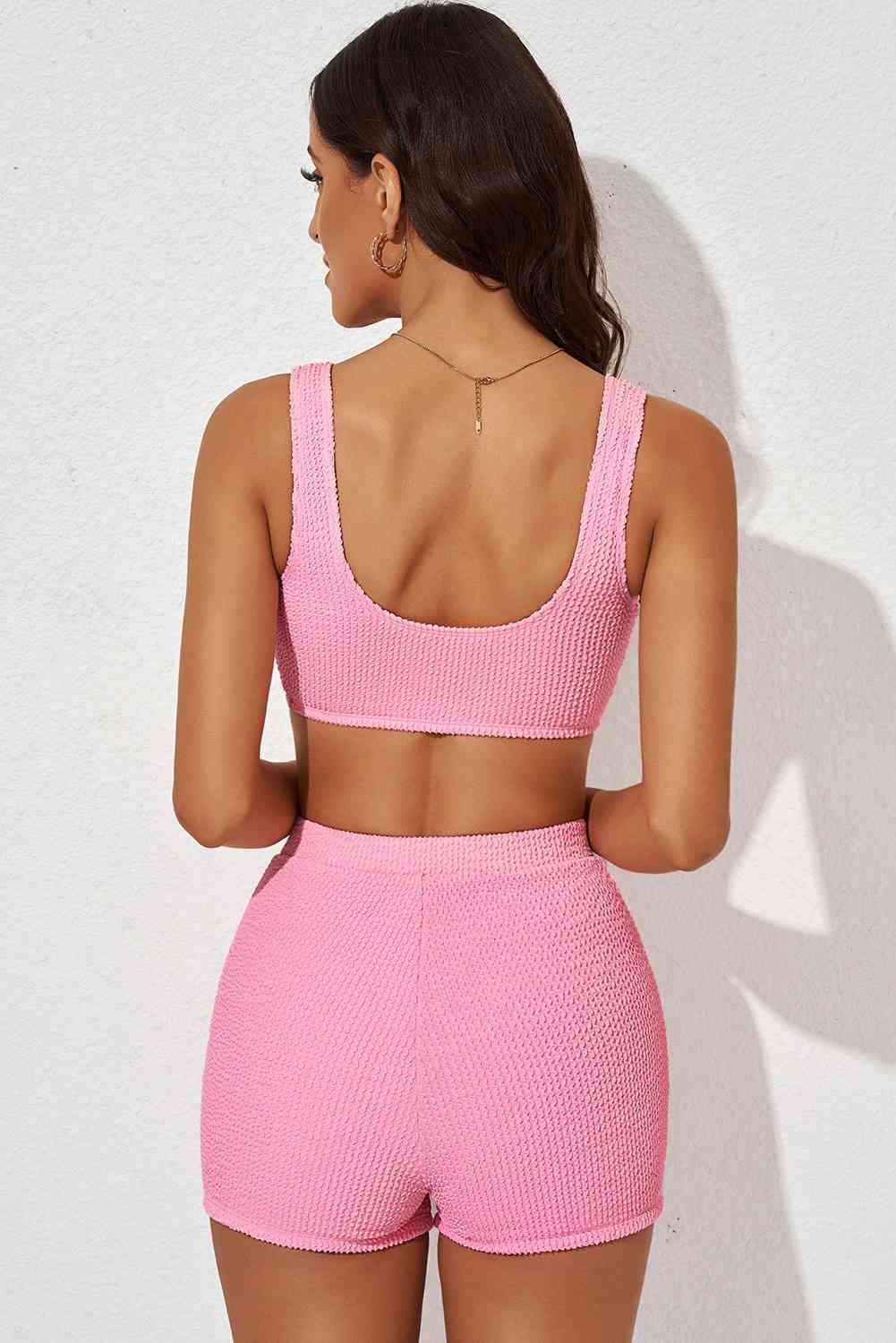 Textured Sports Bra and Shorts Set - ChicaLux