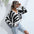 women's zebra pattern knitted bottoming v-neck sweater