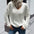 Suéter torcido con cuello en V y manga larga blanco de moda para mujer 