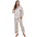 Conjuntos de pijama de manga larga de seda artificial con bloques de color para mujer 