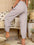 Pantalones casuales de lino y algodón sueltos de color liso Pantalones Harem para el hogar 